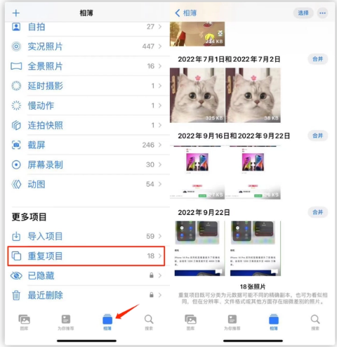 肇东苹果手机维修分享iOS 16 中相册重复项目功能使用方法 