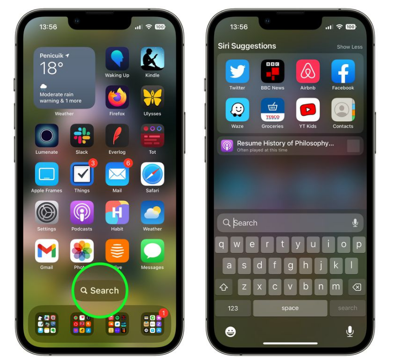 肇东苹果手机维修分享升级到 iOS 16 后，如何删除主屏幕上的搜索按钮 
