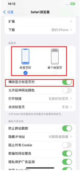 肇东苹果手机维修分享Safari浏览器如何切换标签栏位置 