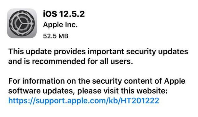 肇东苹果手机维修分享iOS12.5.2发布，建议所有老苹果用户安装 